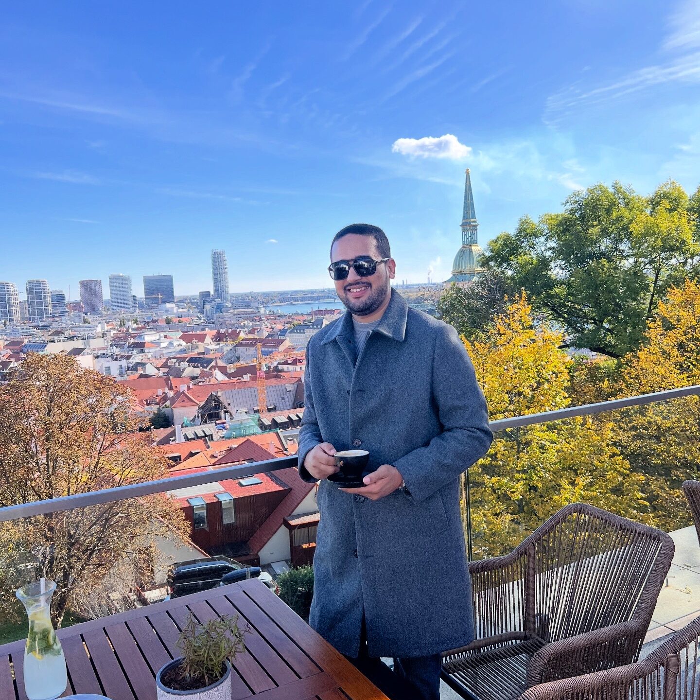Autumn foliage in Bratislava Castle restaurant 